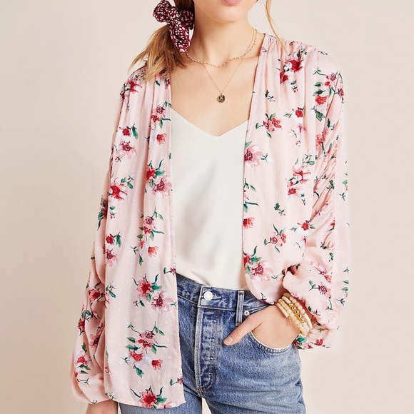 NWT Anthropologie Raya Cocoon Kimono Floral Pink